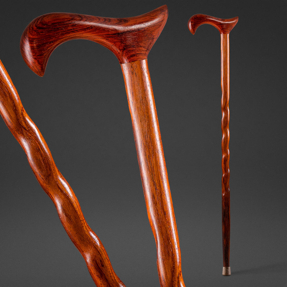Twisted Cocobolo Derby Handcrafted Walking Cane 37" Brazos Walking Sticks