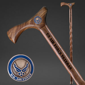
                  
                    US Air Force Veterans Handcrafted Walnut Walking Cane
                  
                
