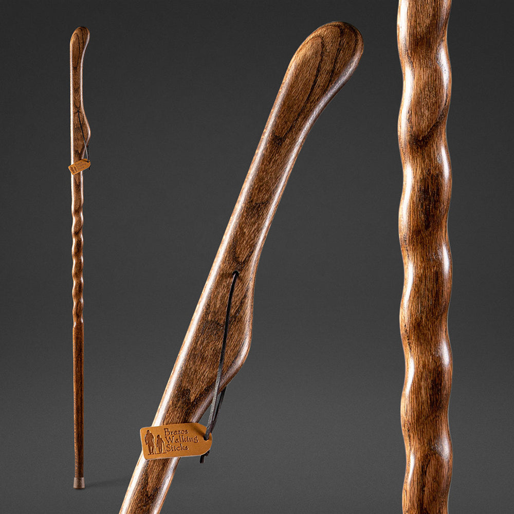 
                  
                    Handcrafted twisted oak hitchhiker walking stick with ergonomic handle


                  
                
